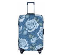 PAYDYLONA Beautiful Roses on Blue Background Printed Travel Luggage Cover-Scratch-Resistant,Waterproof & Dustproof, a Must-Have Travel EssentialM