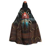 PAYDYLONA Colorful Beetle Printed Adult Hooded Cape Robe â€“ Renaissance Medieval Costume, Magician Cosplay for Halloween