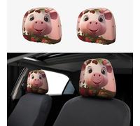 PAYDYLONA Cows and StrawberriesPrinted Car Headrest Covers-Knitted Elastic Breathable Simple Dust Covers, for Most Car Models