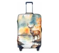PAYDYLONA Deer by The River Printed Travel Luggage Cover-Scratch-Resistant,Waterproof & Dustproof, a Must-Have Travel EssentialL