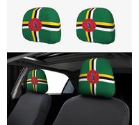 PAYDYLONA Flag of the Commonwealth of DominicaPrinted Car Headrest Covers-Knitted Elastic Breathable Simple Dust Covers, for Most Car Models