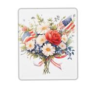 PAYDYLONA Flags and Flowers Printed Mouse Pad-Waterproof Gaming Mouse Pad with Non-Slip Rubber Base for Office, Home and Laptop Use7.9 x 9.5 in