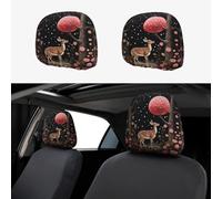 PAYDYLONA Lost Deer in the FlowersPrinted Car Headrest Covers-Knitted Elastic Breathable Simple Dust Covers, for Most Car Models