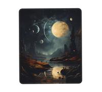 PAYDYLONA Moon Stars and Planets Printed Mouse Pad-Waterproof Gaming Mouse Pad with Non-Slip Rubber Base for Office, Home and Laptop Use7 x 8.6 in
