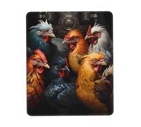 PAYDYLONA roosters dressed in many colors Printed Mouse Pad-Waterproof Gaming Mouse Pad with Non-Slip Rubber Base for Office, Home and Laptop Use7 x 8.6 in
