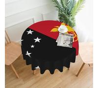 PAYDYLONA Round Flag of Papua New Guinea Printed Decorative Tablecloth -Waterproof, Stain-Resistant, Perfect for Dining Tables