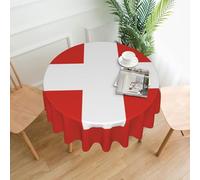 PAYDYLONA Round Swiss Flag Printed Decorative Tablecloth -Waterproof, Stain-Resistant, Perfect for Dining Tables