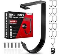 Payivsve Bike Hooks for Garage Ceiling Mount Rack, Add on Storage Flat Hook Accessory Overhead Garage Hooks for Ceiling Rack and Wall Shelving(12 Pack)
