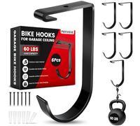 Payivsve Bike Hooks for Garage Ceiling Mount Rack, Add on Storage Flat Hook Accessory Overhead Garage Hooks for Ceiling Rack and Wall Shelving(6 Pack)