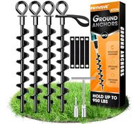 Payivsve Ground Anchor, Ground Anchor, Heavy Duty - Robust Ground Anchors Set of 4 with Straps - Trampoline Ground Anchor, Trampoline Set for Attaching Trampoline, Canopy, Swing etc