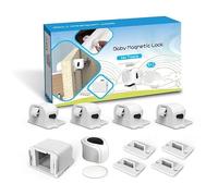 Payiz Baby Magnetic Cabinet Locks No Tools Installation 4 Magnetic Locks 4 Lock Catchers Magnetic Key and Holder Strong 3M Adhesive Child Safety Kit