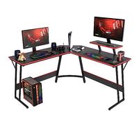 PayLessHere L Shaped Desk Corner Gaming Desk Computer Desk with Large Desktop Studying and Working and Gaming for Home and Work Place,Black