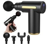 Paylesshub Massage Gun, Mini Massage Gun Deep Tissue, 6 Speeds Deep Percussion Muscle Massager with 4 Massage Heads 1800mAh Battery Type-C Charging Super Quiet & LED Smart Touch, Black