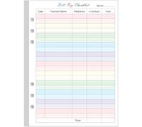 Payment Checklist Refills - 50 Sheets/100 Pages Colorful Monthly Budget Forms for A5 Binder, 6 Hole Punched, 100 gsm White Paper, 5.8" x 8.3"