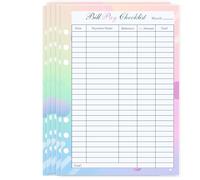 Payment Checklist Refills Paper Colorful Monthly Budget Forms for A5 Binder 6-Hole Punched 100 Sheets/200 Pages 5.8" x 8.3"