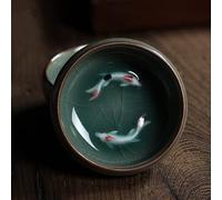 PAYNAN Chinese Longquan Celadon Porcelain China Teacup and Saucer Golden Fish Celadon Teacup