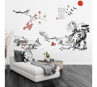 PAYNAN Chinese Style Ink Painting Landscape Art Wall Stickers Living Room Bedroom Home Decoration