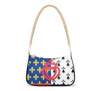 Pays de la Loire Flag Floral Shoulder Purses for Women Casual Hobo Purse Chain Strap Zipper Purse Clutch