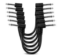 PaYuanRaoTi 6 Inch Guitar Patch Cables 6 Pack, Low Noise Patch Cables for Guitar Pedals with Right Angle 1/4 Inch TS Mono Plugs, Flexible Pedal Connectors for Pedalboard Setup
