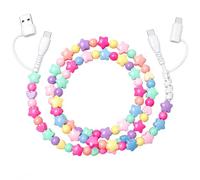 PaYuanRaoTi Beaded Phone Charger 4-in-1 Multi Charging Cable 1M, Fast 66W USB C Charger Cable with USB C to USB C 1M & USB/iOS Connectors, Cute Beaded Charger for Android Devices