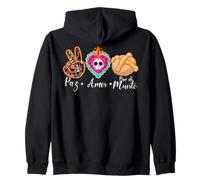 Paz, Amor Y Pan Dulce Dia de Los Muertos Sugar Skull Zip Hoodie