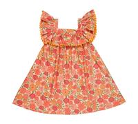 Paz Dress Flowers Organic Cotton Coral 3 years