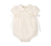 Paz Rodriguez bow-embellished cotton body - Neutrals 1 mth-6 mths-18 mths