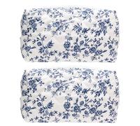 PAZIMIIK 2PCS Vintage Quilted Makeup Bag SET Cosmetic Pouch for Brushes Pencils and Travel Make Up Accessories for Women and Girls Jouy Blue