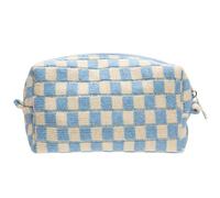PAZIMIIK Checkered Makeup Bag for Purse Portable Zipper Make Up Pouch Small Cosmetic Case for Travel Accessories Arctic Blue N