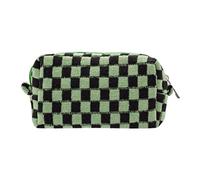PAZIMIIK Checkered Makeup Bag for Purse Portable Zipper Make Up Pouch Small Cosmetic Case for Travel Accessories, GREEN BLACK, 1 PCS BOX POUCH, Classic