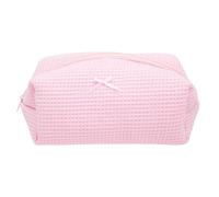PAZIMIIK Cozy Makeup Bag Travel Cosmetic Bag for Women Soft Toiletry Bag Aesthetic Makeup Organizer Portable Large Zipper Pouch for Skincare Beauty Accessories Brushes Walffle Check Pink, Walffle