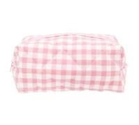 PAZIMIIK Cozy Makeup Bag Travel Cosmetic Bag for Women Soft Toiletry Bag Aesthetic Makeup Organizer Portable Large Zipper Pouch for Skincare Beauty Accessories Brushes, Pink Checkered, Vintage
