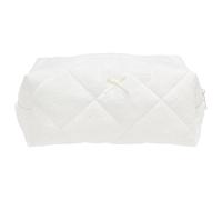 PAZIMIIK Cozy Makeup Bag Travel Cosmetic Bag for Women Soft Toiletry Bag Aesthetic Makeup Organizer Portable Large Zipper Pouch for Skincare Beauty Accessories Brushes Embroidery White, Embroidery