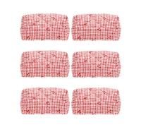 PAZIMIIK Vintage Quilted Makeup Bag Cosmetic Pouch for Brushes Pencils and Travel Make Up Accessories for Women and Girls, Gingham Red Cherry, 6 Pieces, Quilted Cosmetic Pouch