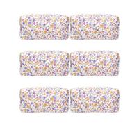 PAZIMIIK Vintage Quilted Makeup Bag Cosmetic Pouch for Brushes Pencils and Travel Make Up Accessories for Women and Girls, Little Flower, 6 Pieces, Vintage