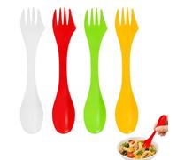 PAZNZJT 4PCS Plastic 3-in-1 Spork Set, Portable Camping Cutlery | lightweight durable plastic, spoon fork knife combo, reusable and easy clean, perfect for hiking and travel, multi-colour set
