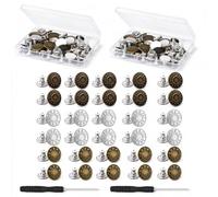 PAZNZJT 60PCS No-Sew Jean Buttons, 17mm Metal Waist Tightener for Jeans | strong metal construction, easy screw-on installation, includes tools and storage boxes, reusable for multiple garments