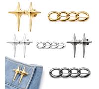 PAZNZJT 6PCS Waist Tightener Set, Star Clips & Chain Pins No-Sew Adjustable | easy no-sew installation, two stylish designs for versatile styling, adjustable fit for any waist size