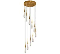 PAZWAHF 10-Light Crystal Chandeliers LED 30W Raindrop Spiral Pendant Lights Fixture Seeded Glass Shade Dome Chandelier, Max High 78.7in (200cm)