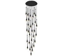 PAZWAHF 30-Light LED Chandeliers Dimmable 3CCT High Ceiling Crystal Pendant Lights Fixtures 19fts (6m) Raindrop Spiral Dome Long Chandelier For Foyer Entryway Stairwell Lighting