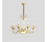 PAZWAHF Elegant European-Style Crystal Chandelier with Solid Brass Ceiling Mount and Body for Living Room Dining Room Bedroom Lighting