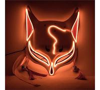 Pazzfre LED Fox Mask Halloween Mask, Luminous Mask, Remote Control Type, 3 Modes, Japanese Half Face, Bell Included, Cosplay Accessories, Costume Party Goods (Orange)