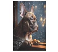 PAZZK 1000pc French Bulldog Jigsaw Puzzle, Wooden Board, 78x53cm, Age 12+