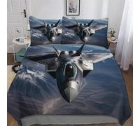 PAZZK Airplane Fighter 3D Printed Duvet Cover Set Microfibre Soft Quilt Covers Easy Care Quality Comforter Cover Bedding Sets with Pillowcase for Teen Adult Kids Double (200x200cm)