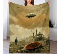 PAZZK Alien Fallout Throw Blanket, Warm Thick Soft All Season Fluffy Plush Couch Throw, Cozy Flannel Blanket Sofa Bed, Microfiber Anti-pilling Washable Bed Blanket,（100×130cm）