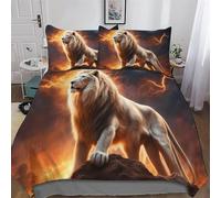 PAZZK Animal Lion Duvet Cover Sets, Bedding Bed for Adults Teenager Kids, Quilt Covers with Pillowcase Easy Care And Super Soft Poly Cotton Comforter Cover 3 Pieces Set Double (200x200cm)