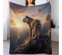 PAZZK Animal Tiger Blanket Throw Collection - Flannel Sofa Versatile Blanket Gift Fluffy Soft Throw for Bed And Couch Travel For Kids Girls（180×200cm）