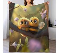 PAZZK Bee Fleece Throw Blanket, Lightweight Warm And Cozy Soft Microfiber Fluffy Flannel Blanket for Bed Sofa Couch Settees, Kids Adult Gift Travel（100×130cm）