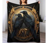 PAZZK Crow Blanket Super Soft Comfortable Warm Anti-Pilling Blanket Suitable For All Seasons Bed Linen Sofa And Plush Decoration Travel Camping Blanket（180×200cm）