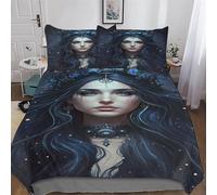 PAZZK Dark Goddess Printed Duvet Cover Set 2 PCs with Pillowcases - Ultra Soft Hypoallergenic Microfiber Quilt Cover Bedding Sets for Kids, Youth And Adult Comforter Cover Single (135x200cm)